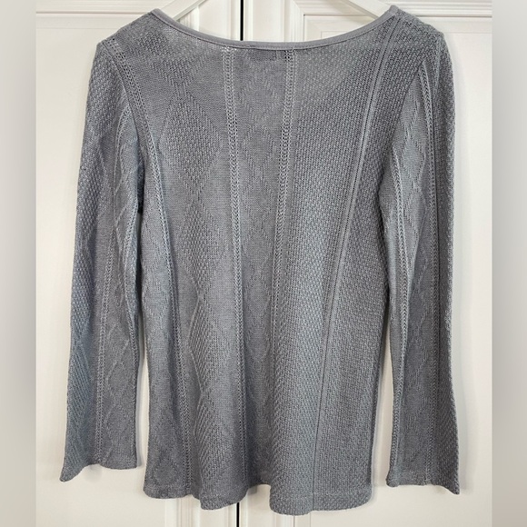 Women’s Medium Via Vitale Grey Sweater Made in Italy V Neck Shirt Top - Picture 7 of 8